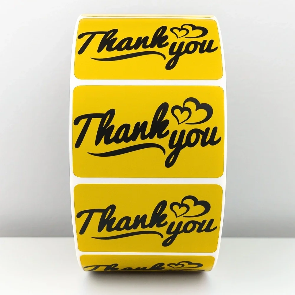 Thank You Stickers with Hearts – Modern Script Labels for Small Business
